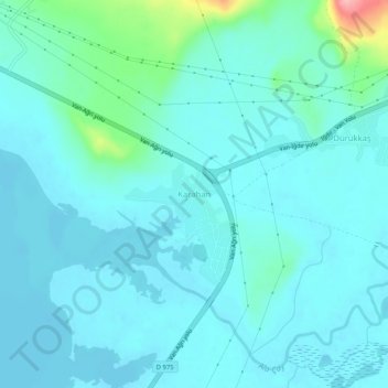 Carte topographique Karahan, altitude, relief