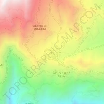 Carte topographique Cushipampa, altitude, relief