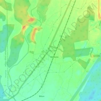 Carte topographique Banbasa, altitude, relief