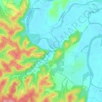 Carte topographique Hoene Spring, altitude, relief