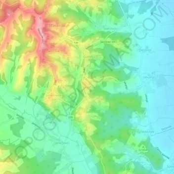 Carte topographique Dolič, altitude, relief
