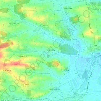 Carte topographique Unterlappach, altitude, relief
