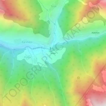 Carte topographique Kalga, altitude, relief