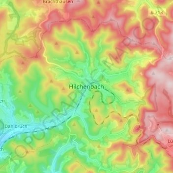 Carte topographique Hilchenbach, altitude, relief