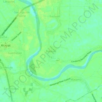 Carte topographique Batasan, altitude, relief