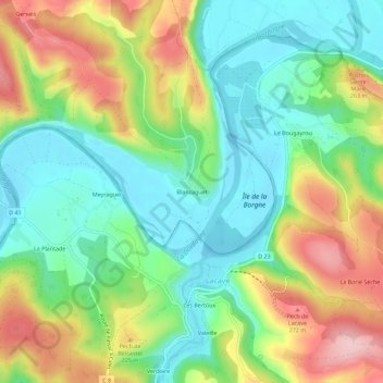 Carte topographique Blanzaguet, altitude, relief