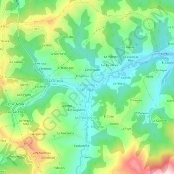 Carte topographique San Julián, altitude, relief