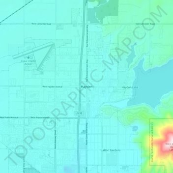Carte topographique Hayden, altitude, relief