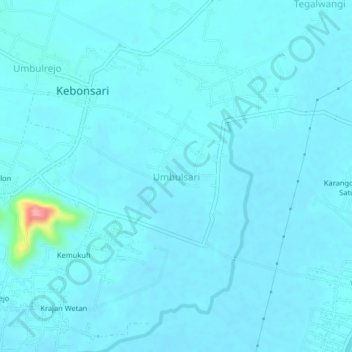 Carte topographique Umbulsari, altitude, relief