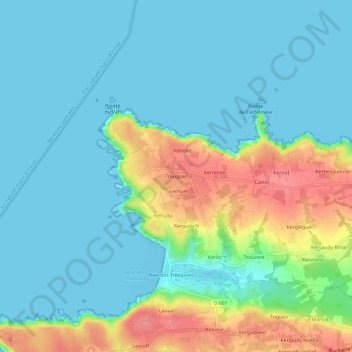 Carte topographique Trouguer, altitude, relief