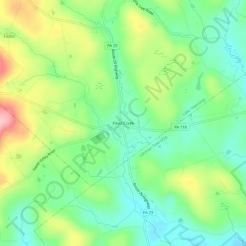 Carte topographique Pikes Creek, altitude, relief