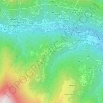 Carte topographique San Maurizio, altitude, relief