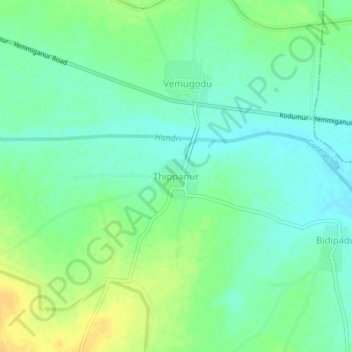 Carte topographique Thippanur, altitude, relief