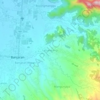 Carte topographique Lebakwangi, altitude, relief