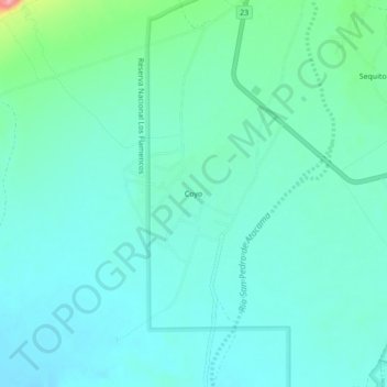 Carte topographique Coyo, altitude, relief