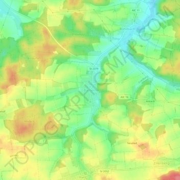 Carte topographique Bachern, altitude, relief