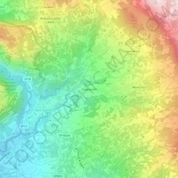 Carte topographique Cappuccini, altitude, relief