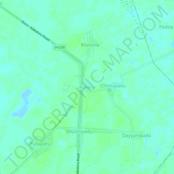 Carte topographique Kolleru, altitude, relief