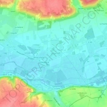 Carte topographique La Gare, altitude, relief