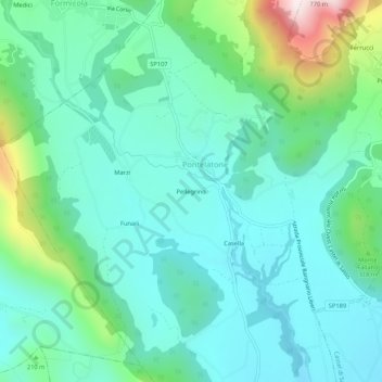 Carte topographique Pellegrino, altitude, relief