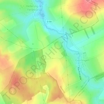 Carte topographique Wiede, altitude, relief