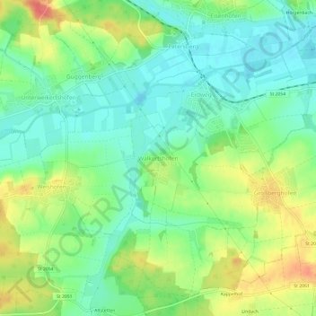Carte topographique Walkertshofen, altitude, relief