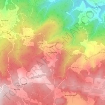 Carte topographique Nespereira, altitude, relief