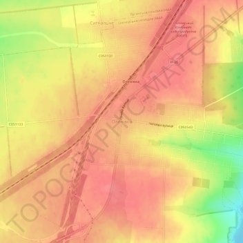 Carte topographique Olenivka, altitude, relief