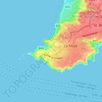 Carte topographique Corbiere, altitude, relief