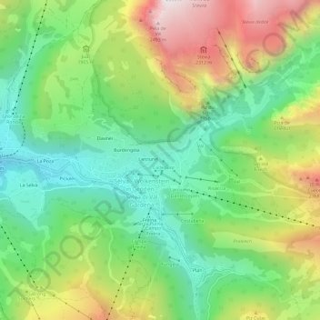 Carte topographique La Vila, altitude, relief