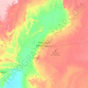 Carte topographique Timimoun, altitude, relief