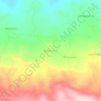 Carte topographique Malausma, altitude, relief
