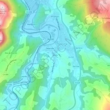 Carte topographique Rocillo, altitude, relief