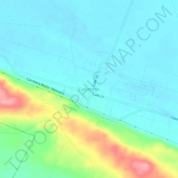 Carte topographique Calcehtok, altitude, relief