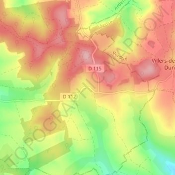 Carte topographique Andevanne, altitude, relief