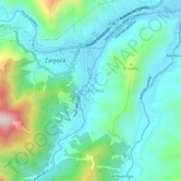 Carte topographique Santa Elena, altitude, relief