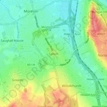 Carte topographique Upton, altitude, relief