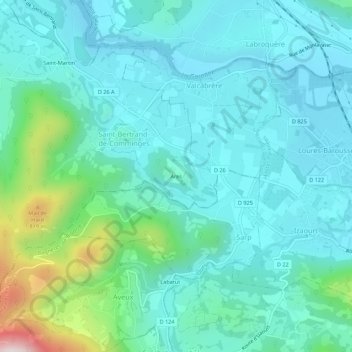 Carte topographique Ares, altitude, relief