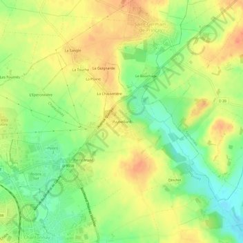 Carte topographique Puybelliard, altitude, relief