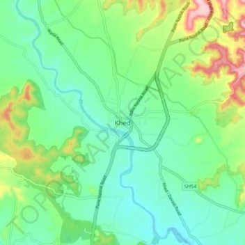 Carte topographique Khed, altitude, relief