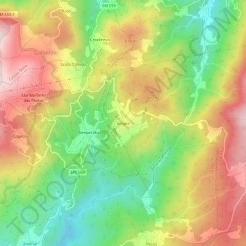 Carte topographique Solgos, altitude, relief