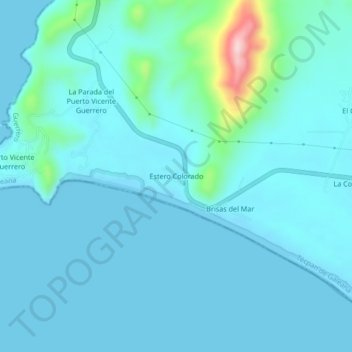 Carte topographique Estero Colorado, altitude, relief