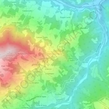 Carte topographique Oratorio di Rocchetta Sandri, altitude, relief