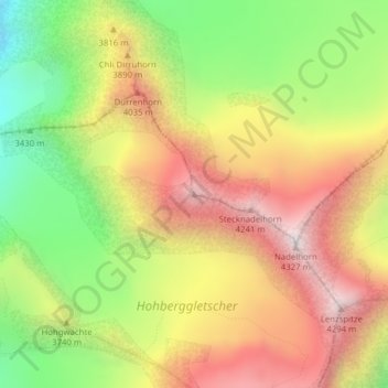 Carte topographique Hohberghorn, altitude, relief