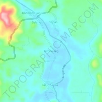 Carte topographique Tembalang, altitude, relief