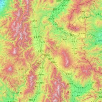 Carte topographique Suwa, altitude, relief