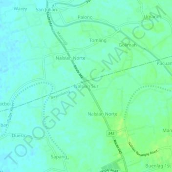 Carte topographique Nalsian Sur, altitude, relief