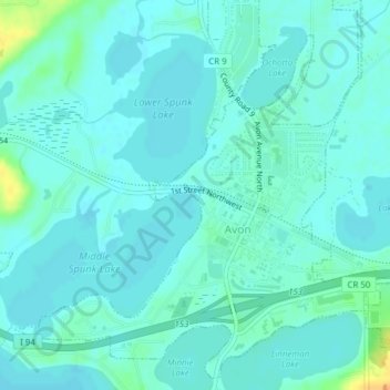 Carte topographique Avon Beach, altitude, relief
