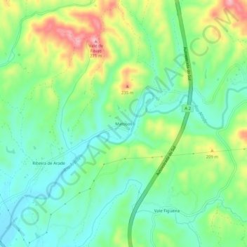 Carte topographique Matosos, altitude, relief