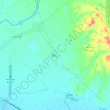 Carte topographique Tejero, altitude, relief